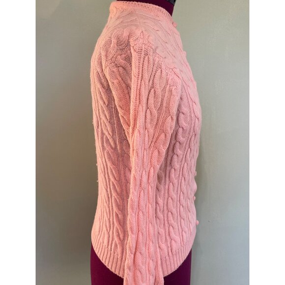 Vintage 50's Womens Peach Sears Virgin Wool Cable Knit Cardigan Sz Small - Picture 5 of 14
